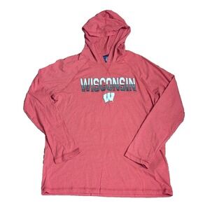 Wisconsin Badgers Lightweight Pullover Hoodie by Captivating, Red, Men's Large